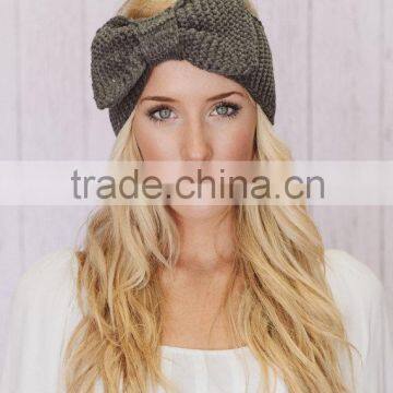 Fashion Cute Bowknot Flower Plain Knitting Lady Women Headband