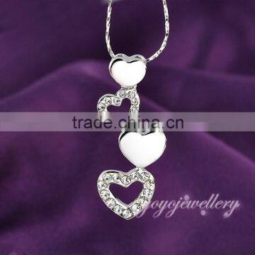 Valentine's day couple new design crystal long drop heart necklace