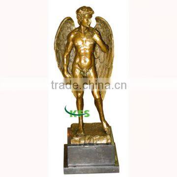 Bronze winged nude man statue