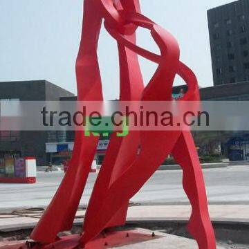 Stainless steel plaza decor large red sculpture