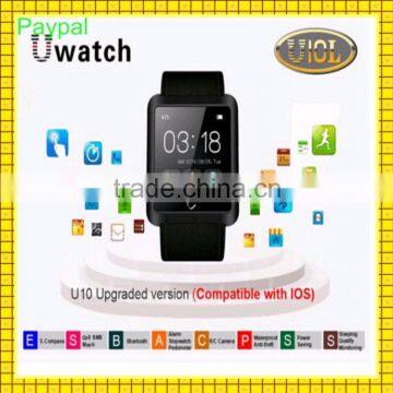 paypal accept bluetooth hot selling u10 waterproof smart watch