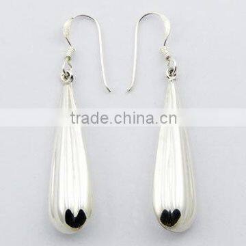 Long Stretched Sterling Silver Droplet Earring