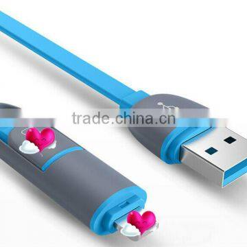 High quality Data pvc transfer & Charging 2in1 usb data cable