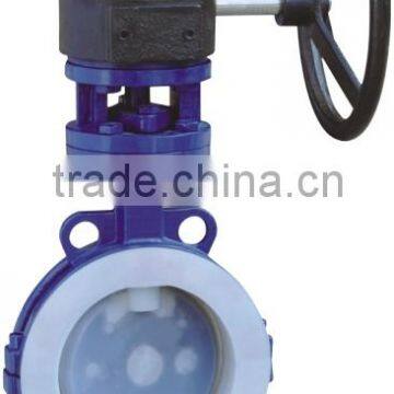 PFA Lined Butterfly Valve Wafer Type For Corrosive Medium