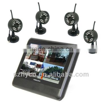 4ch quad picture 7 inch LCD Monitor 2.4GHz Digital CCTV wireless dvr kit