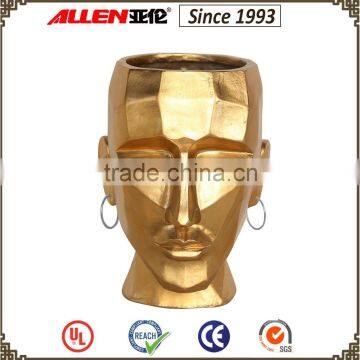 31.0 cm gold resin human head flower pot,garden planter pot