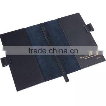 Black Fashionable a5 Refillable Genuine Leather Notebook With Pen Attached photo-2