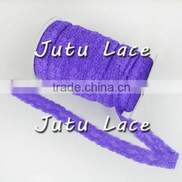 1" Elastic Lace Ribbon, Lace Elastic by the Yard - Purple photo-4