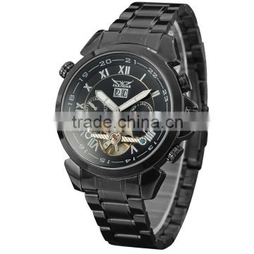 New Fashion Black Tourbillon mechanical Watches ,Men's Classic Transparent Steampunk Wrist watch Gift Relogio Masculino