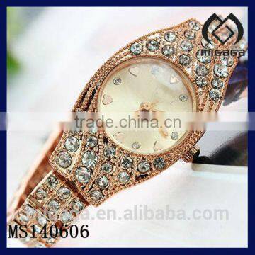 fashion wholesale gold plated rhinestone quartz wristwatch for ladies