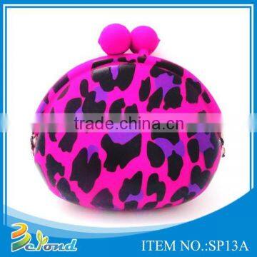Ladies snap closure design beautiful silicone wallet purse