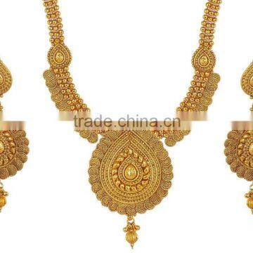 Indian Gold Plated Polish Long Necklace With Earring Set For Women photo-5
