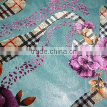 printed silk satin fabric with flower pattern