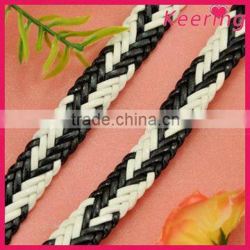 fashion unique white and black cross PU braided cord WBP-004