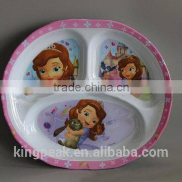 2016 New Food Grade kids melamine divided plate/Cartoon Dinnerware for Child/kids melamine divided plate and tray