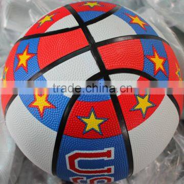 star circle colorful rubber basketball size 7