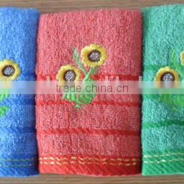 Solid Color Dobby Border Cheap Face Flower Embroidery Towels,towel Embroidery photo-4