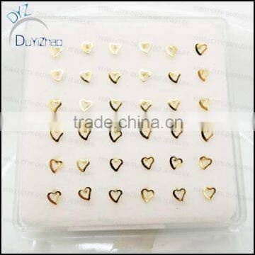 real gold heart shape sterling silver nose rings                        
                                                                                Supplier's Choice