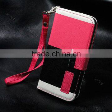 Colorful PU leather book case for iphone 5 with Card Slots inside