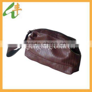 hot selling brown color leather handle clutch purse bag