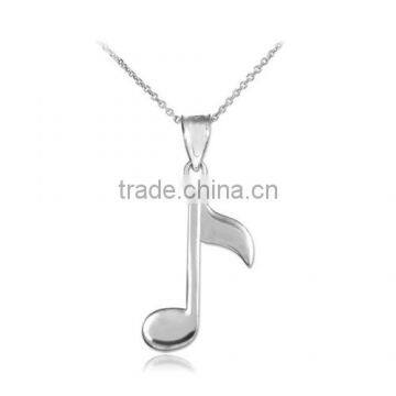 Eighth Note Pendant Necklace 925 Sterling Silver