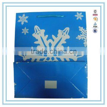 China Wholesale Handbags Blue Snowflake Drawing Tote Paper Bag photo-4