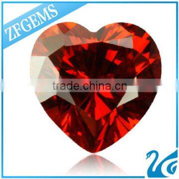 good polishing 6x6mm garnet heart shape cutting cubic zirconia stone