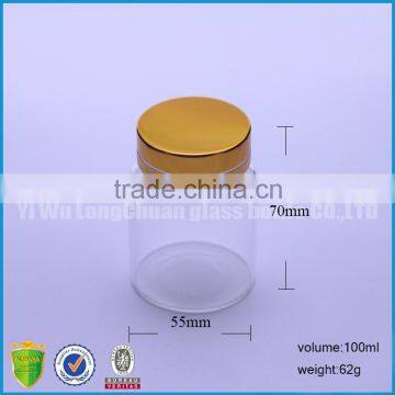 100ml small glass bottle metal cap , glass candy bottle