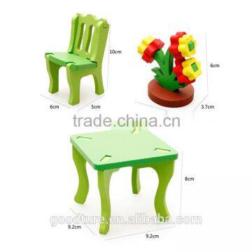 3D Assembling Mini Furniture Dining Table And Chair Set Wooden Toy DIY Toy photo-5