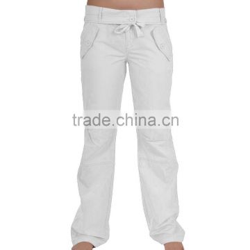 Fashion design white pants for women Bottoms pure cotton