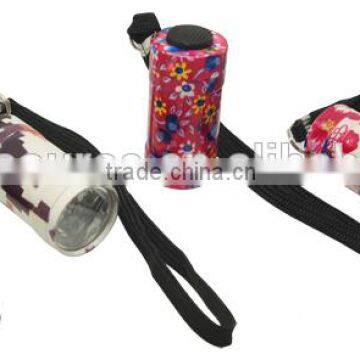 TE008 2015Promotion Aluminum Patterned 5 LED Flashlight With Lanyard