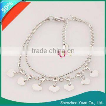 Beautiful Charming Heart Alloy Silver Plated Anklet