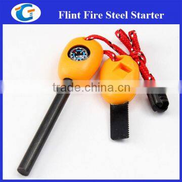 Magnesium Steel Flint Fire Starter Rods with Whistle Compass