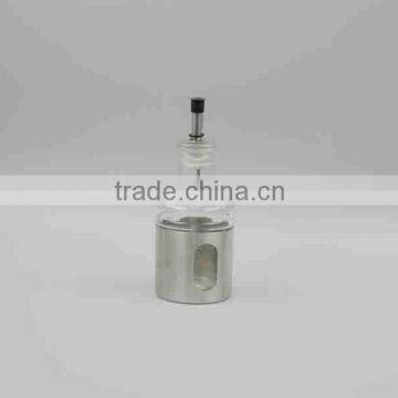 200ml clear glass oil bottle with stainless steel coating