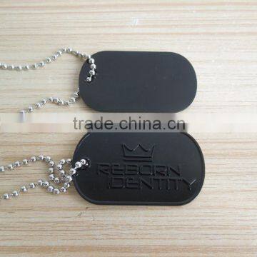 black anodised aluminum company logo mens ID tag necklace