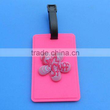 pink 3D flower logo luggage tag/ baggage tag