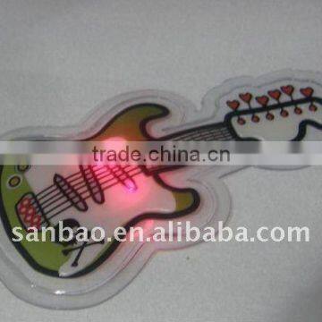 guitar shape LED plastic badge for clothing/pvc LED light