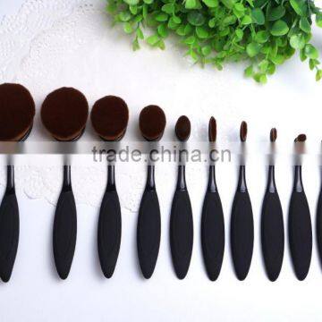 10pcs oval tooth shape makeup brushes set, private logo cosmetic brushes10pcs brushes