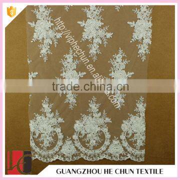 HC-5789-1 Hechun 2016 Hot Sequin Wholesale Beaded Bridal Lace Fabric for Dress