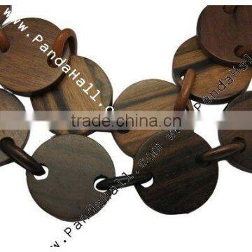 Natural Ebony Beads, Flat Round, Black, Size: about 34mm in diameter, 4mm thick, hole: 1.5mm, 9 pcs/strand, 16"(WOOD-HL-MT0247)