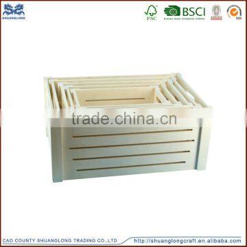 Factory wholesale rectangular natural pine wooden storage crate box