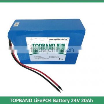 Hot Sale!!! TOPBAND 24V 20Ah LiFePO4 Batteries Pack with PCM BMS