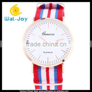 WJ-3395-2 Nylon Strap Rose Gold Case Geneva Watch Logo photo-3