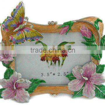 wholesale metal mini flower photo frames,Decorated with Beautiful flower, Made of Alloy