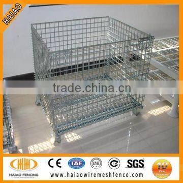 Alibaba metal wire mesh container, storage cage with wheels used,mesh box wire cage metal bin storage container