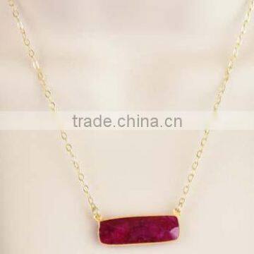 Sterling Silver Dyed Ruby Gemstone necklace