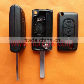 Peugeot 307 blade 3 button flip remote key shell with light button battery place No logo, Peugeot key blank, Peugeot keys