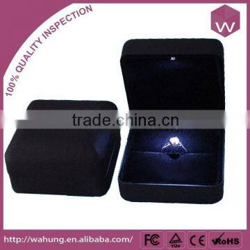 luxury customized black metal led jewellery ring box