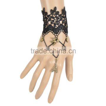 Fashion Women Lace Bracelet with Alloy Bird and Effel Tower Tassel