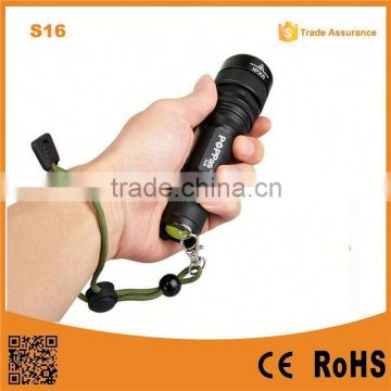 S16 Waterproof Rechargeable aluminium dimmable led flashlight/torch High Power tactical hunting led torch